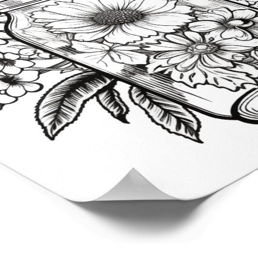 Leuke bloemen in potje kleuren poster (Hoek)