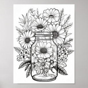 Leuke bloemen in potje kleuren poster