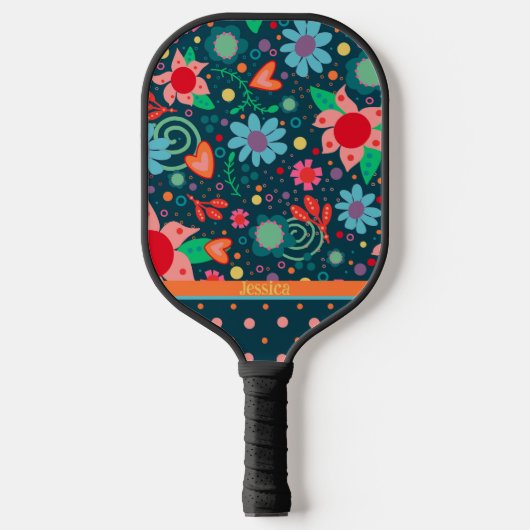 Leuke Bloemen Inspirativiteit Elegant Patroon Cust Pickleball Paddle (Voorkant)