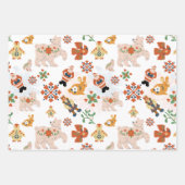 Leuke Bloemen Kerst Patroon met Kerstman, 3 set Inpakpapier Vel (Voorkant 2)