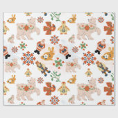 Leuke Bloemen Kerstmis Patroon met Kerstman Cadeaupapier (Vlak)