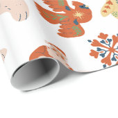 Leuke Bloemen Kerstmis Patroon met Kerstman Cadeaupapier (Rol Hoek)