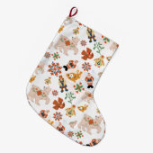 Leuke Bloemen Kerstmis Patroon met Kerstman Grote Kerstsok (Voorkant (Hangend))