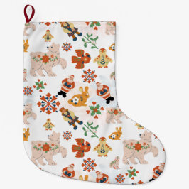 Leuke Bloemen Kerstmis Patroon met Kerstman Grote Kerstsok