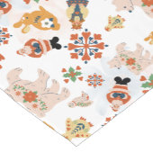 Leuke Bloemen Kerstmis Patroon met Kerstman Korte Tafelloper (Hoek)