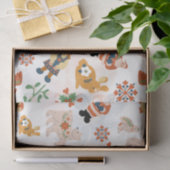 Leuke Bloemen Kerstmis Patroon met Kerstman Tissuepapier (Geschenk)