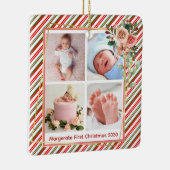 Leuke Bloemen Lijst Nieuwe Baby Gepersonaliseerd 4 Keramisch Ornament (Rechts)