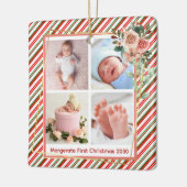 Leuke Bloemen Lijst Nieuwe Baby Gepersonaliseerd 4 Keramisch Ornament (Links)