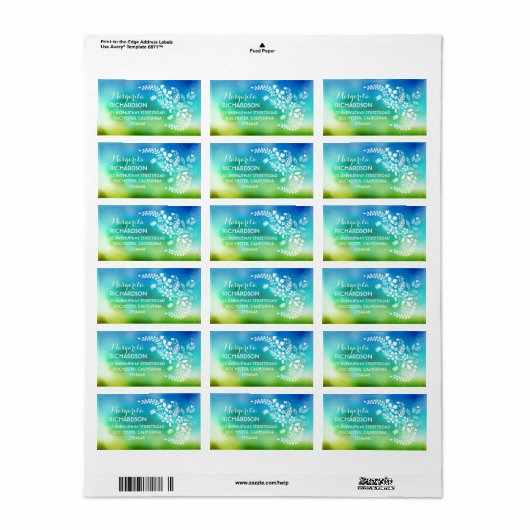 Leuke bloemen moderne bruiloft adresetiketten etiket (Full Sheet)