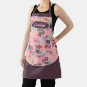 Leuke  Bloemen Polkadots Patroon Roze Paarse Schort (Insitu)