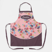 Leuke  Bloemen Polkadots Patroon Roze Paarse Schort (Voorkant)