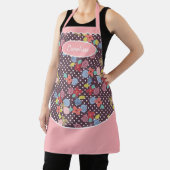 Leuke  Bloemen Polkadots Patroon Roze Paarse Schort (Insitu)