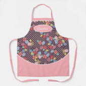 Leuke  Bloemen Polkadots Patroon Roze Paarse Schort (Voorkant)