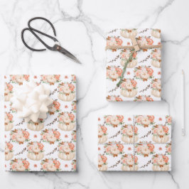Leuke Bloemen Pompoen Verjaardag Baby Meisje Douch Inpakpapier Vel