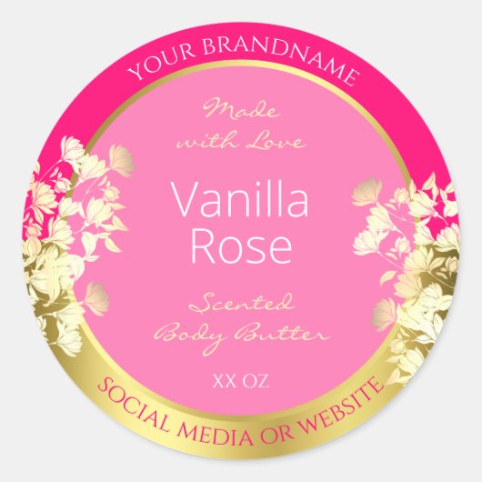 Leuke Bloemen Product Verpakking Etiketten Roze en (Voorkant)