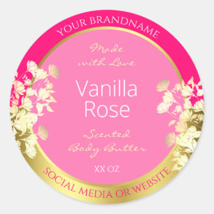 Leuke Bloemen Product Verpakking Etiketten Roze en