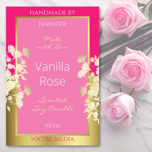 Leuke Bloemen Product Verpakking Etiketten Roze en