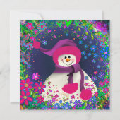 Leuke Bloemen Sneeuwman Girly Inspirivity Vakantie Feestdagenkaart (Voorkant)