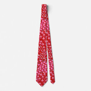 Leuke Bloemen Stropdas Rood Roze Heldere Wildflowe