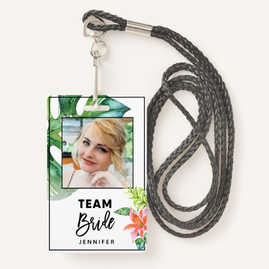 Leuke Bloemen Tropische Team Bruid Bachelorette Pa Badge (Voorkant met draagriem)