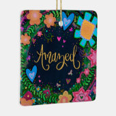 Leuke Bloemen Verbaasde  Dragonfly Inspirivity Keramisch Ornament (Rechts)