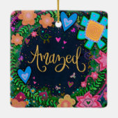 Leuke Bloemen Verbaasde  Dragonfly Inspirivity Keramisch Ornament (Achterkant)