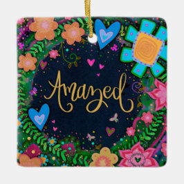 Leuke Bloemen Verbaasde Dragonfly Inspirivity Keramisch Ornament