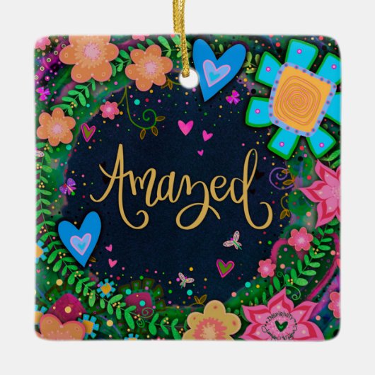 Leuke Bloemen Verbaasde  Dragonfly Inspirivity Keramisch Ornament (Voorkant)