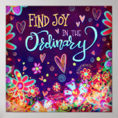 Leuke  Bloemen Vind Joy Quote Inspirerend Poster (Voorkant)