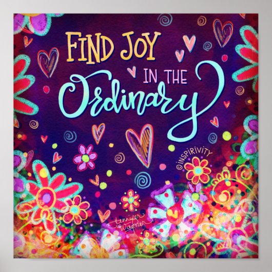 Leuke  Bloemen Vind Joy Quote Inspirerend Poster (Voorkant)