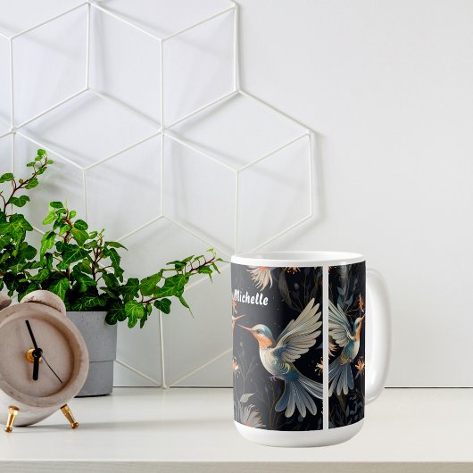 Leuke Bloemen Vogel Custom Name Koffiemok