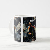 Leuke Bloemen Vogel Custom Name Koffiemok (Voorkant links)