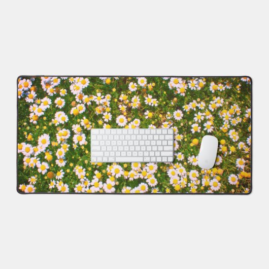 Leuke Bloemen Wit Groen Daisy Meisje  Natuur Bureaumat (Keyboard & Muis)