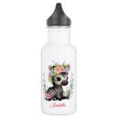Leuke Bloemen Zebra Kinder School Wild gepersonali Waterfles (Links)
