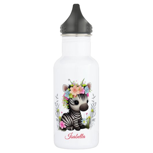 Leuke Bloemen Zebra Kinder School Wild gepersonali Waterfles (Links)