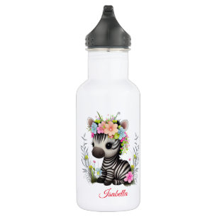 Leuke Bloemen Zebra Kinder School Wild gepersonali Waterfles