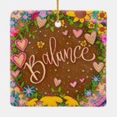 Leuke Bloemenbalans Roze Hart Inspirativiteit Keramisch Ornament (Achterkant)