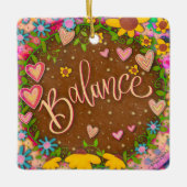 Leuke Bloemenbalans Roze Hart Inspirativiteit Keramisch Ornament (Voorkant)