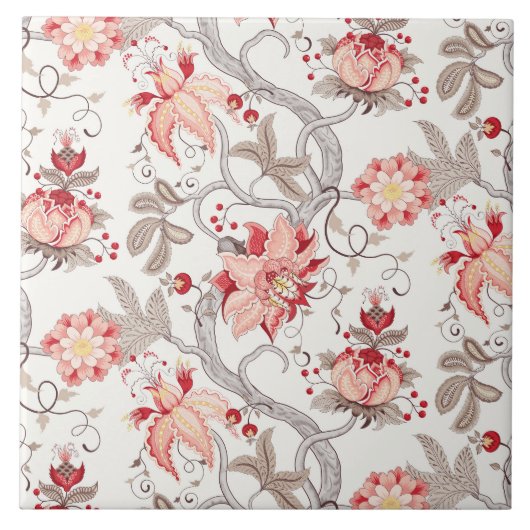 Leuke bloemenbetegelde keramische tegel tegeltje (Voorkant)