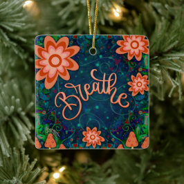 Leuke Bloemenblauwe adem Aanmoedigende Inspirativi Keramisch Ornament