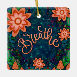 Leuke Bloemenblauwe adem Aanmoedigende Inspirativi Keramisch Ornament