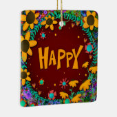 Leuke Bloemengele Daisy Happy Inspirivity Keramisch Ornament (Rechts)