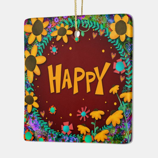 Leuke Bloemengele Daisy Happy Inspirivity Keramisch Ornament (Links)