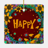 Leuke Bloemengele Daisy Happy Inspirivity Keramisch Ornament (Achterkant)