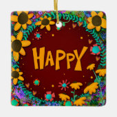 Leuke Bloemengele Daisy Happy Inspirivity Keramisch Ornament (Voorkant)