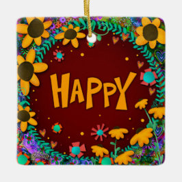 Leuke Bloemengele Daisy Happy Inspirivity Keramisch Ornament