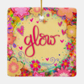 Leuke bloemengele gloed die inspiratie aanmoedigt keramisch ornament (Achterkant)