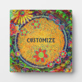 Leuke Bloemengele grillige ONE WORD plaque Fotoplaat (Voorkant)