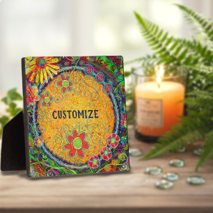 Leuke Bloemengele grillige ONE WORD plaque Fotoplaat