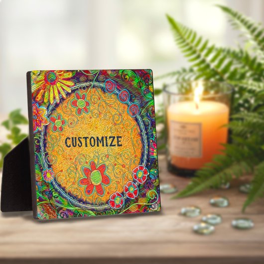Leuke Bloemengele grillige ONE WORD plaque Fotoplaat